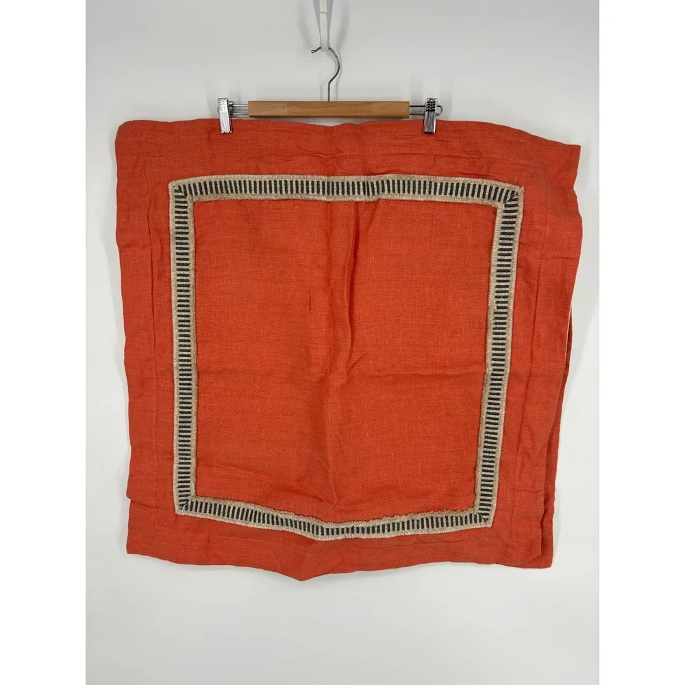 Eastern Accents Niche Pair of Pillow Covers Orange Tangerine Linen Euro Square